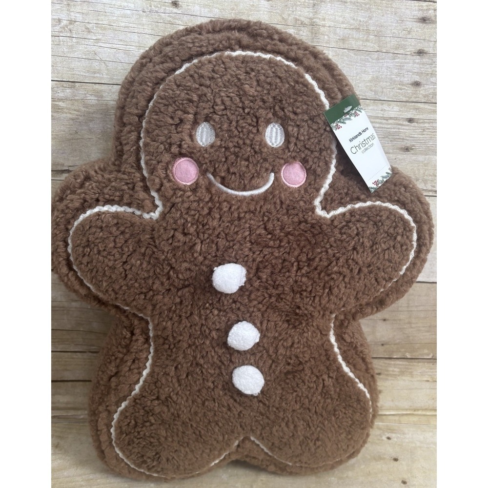 Kirklands Gingerbread Man Shaped Pillow Christmas Seasonal Holiday Decor‎ 18"H